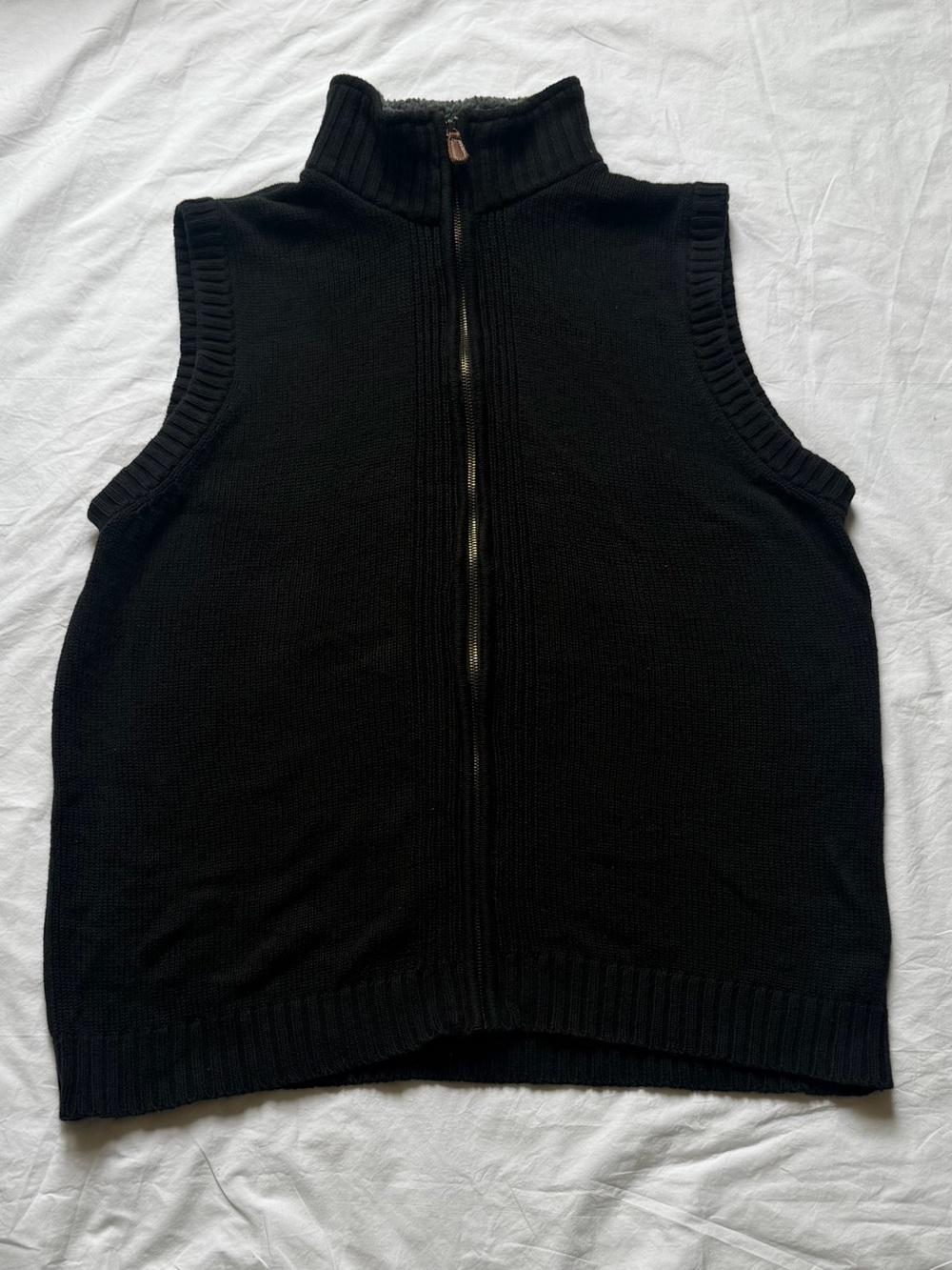 Oscar de la Renta Zip-up Knit Sweater Vest in Black, size M